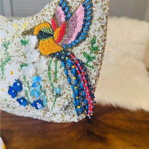 Beaded Bird Design Clutch